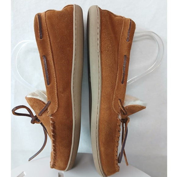 J. Crew Mens Genuine Suede Tan Suede Sherpa‎ Lined Moc Toe Slippers Size 11 main image 4